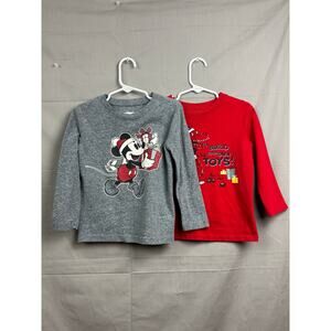 Toddler Boy Holiday Long Sleeve Mickey Mouse Dinosaur Shirt Bundle, Size 3T